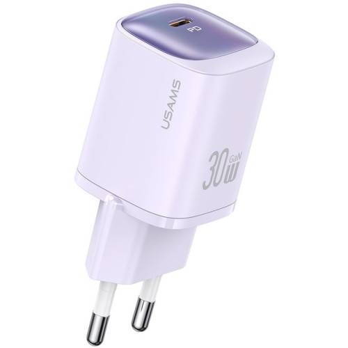 Мережевий зарядний пристрій Usams US-CC251 single USB-C PD3.0 30W 3A Purple