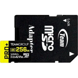 Карта памяти Team Pro+ microSDXC 256GB UHS-I/U3 Class 10 (TPPMSDX256GIA2V3003)