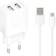 Сетевое зарядное устройство Gelius Simple GP-HC059 2 USB 2.4A + cable microUSB White - Фото 1