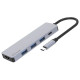 USB HUB  Proove Iron Link 5 in 1 (3*USB3.0 + Type C + HDMI) Silver (HBIL00010604) - Фото 1
