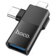 Адаптер Hoco UA17 Lightning/Type-C to USB 2.0 Black - Фото 1