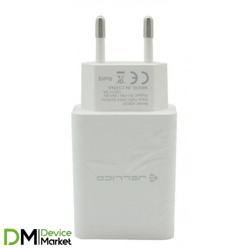 Мережевий зарядний пристрій Jellico AQC33 1USB QC3.0 + cable Lightning White