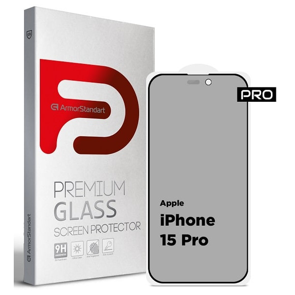 Скло захисне Armorstandart Pro Anti-spy Matte Apple iPhone 15 Pro Black (ARM73170)