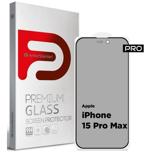 Защитное стекло ArmorStandart Pro Anti-spy Matte для Apple iPhone 15 Pro Max Black (ARM73172)