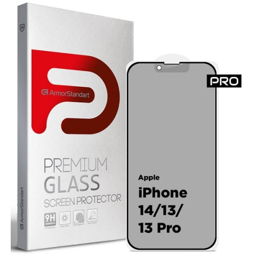 Защитное стекло ArmorStandart Pro Anti-spy Matte для Apple iPhone 16e/14/13/13 Pro Black (ARM68603)