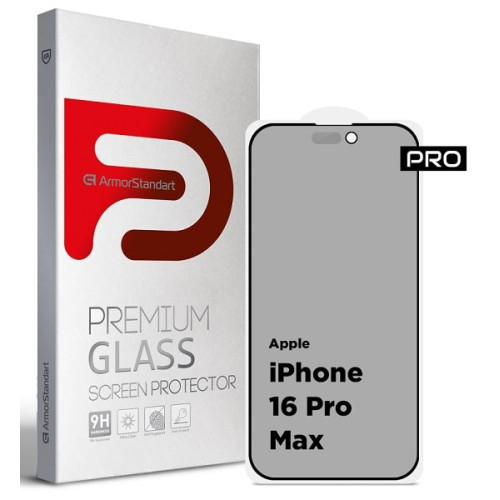 Защитное стекло ArmorStandart Pro Anti-spy Matte для Apple iPhone 16 Pro Max Black (ARM79400)