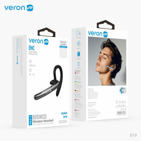 Bluetooth-гарнітура Veron B19 Black