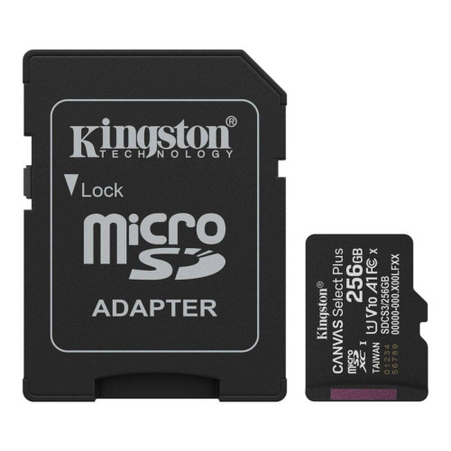 Карта памяти Kingston microSDXC 256GB Canvas Select Plus UHS-I R150MBs + SD-адаптер (SDCS3/256GB)