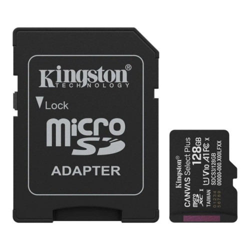 Карта пам'яті Kingston microSDXC 128GB Canvas Select Plus UHS-I R150MBs + SD-адаптер (SDCS3/128GB)