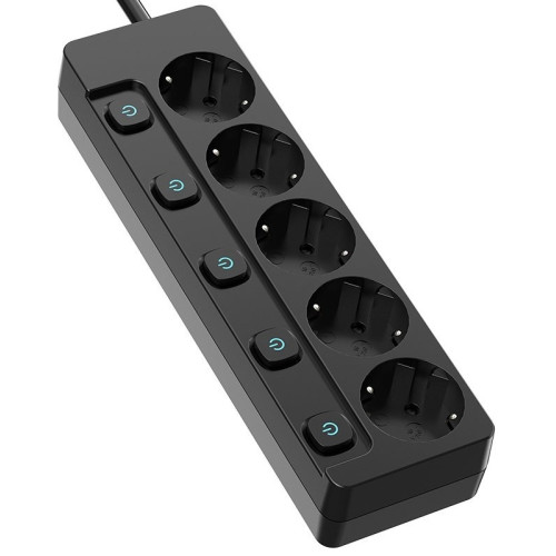Фільтр живлення СolorWay 5 розеток 2м Black (CW-PSEA52SBK)