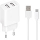 Сетевое зарядное устройство Gelius Simple GP-HC059 2 USB 2.4A + cable Type-C White - Фото 1