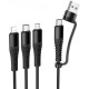 Кабель Hoco X123 3-in-1 Type-C to Type-C+MicroUSB+Lightnong 2A 1m Black - Фото 1