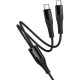 Кабель Hoco X123 2-in-1 Type-C to 2 Type-C 2.4A 1.2m Black - Фото 5