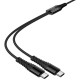 Кабель Hoco X123 2-in-1 Type-C to 2 Type-C 2.4A 1.2m Black - Фото 6