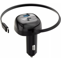 Автомобильное зарядное устройство Proove Pulsar 65W (Type-C + USB) + Retractable Type-C Cable Black (CCPR65110001)