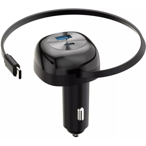 Автомобильное зарядное устройство Proove Pulsar 65W (Type-C + USB) + Retractable Type-C Cable Black (CCPR65110001)