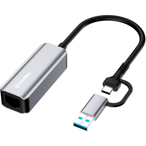 Сетевой адаптер ColorWay USB-A/USB-С 3.0 to RJ45 (CW-AD-CRG)