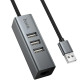 USB HUB Hoco HB1D USB to USB+3*RJ45 Metal Gray - Фото 1