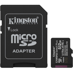 Карта памяти Kingston microSDXC 512GB Canvas Select Plus UHS-I R150MBs + SD-адаптер (SDCS3/512GB)
