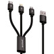 Кабель Proove Triple Connection 3 in 1 Type-C + Micro USB + Lightning 1.3m Black (CCTC15001501) - Фото 1