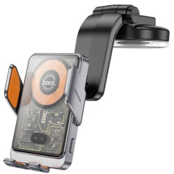 Автомобильный держатель Hoco HW8 Transparent Discovery Edition wireless fast charging Metal Gray