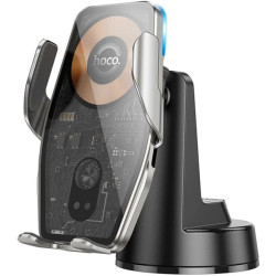 Автомобильный держатель Hoco HW27 Traveler infrared RGB wireless fast charging Metal Gray