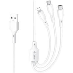 Кабель Gelius Voltix 3-in-1 Type-C to Type-C+MicroUSB+Lightnong 2.4A 1m (GP-UCN015) White