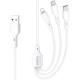 Кабель Gelius Voltix 3-in-1 Type-C to Type-C+MicroUSB+Lightnong 2.4A 1m (GP-UCN015) White - Фото 1