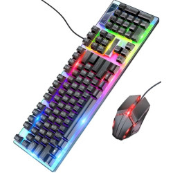Комплект (клавіатура, мишка) Hoco GM18 USB RGB Black