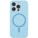 Чохол Silicone Case Thin Circle with MagSafe для iPhone 15 Pro Max Sapphire Blue