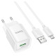Мережевий зарядний пристрій Hoco C145A Charm QC3.0 18W 1USB 3A with MicroUSB cable White - Фото 2
