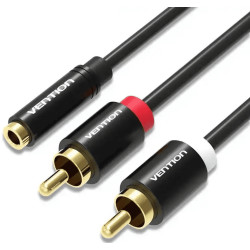 Кабель Vention 3.5mm to 2хRCA (F/M) 1m Black (VAB-R01-B100)