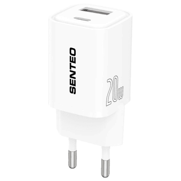 Мережевий зарядний пристрій Senteo S-03 USB-A/USB-C PD3.0&QC3.0 20W White