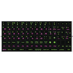 Наклейка для клавіатури Ukraine Keyboard Stickers Black/Green/Pink