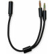 AUX разветвитель 3.5mm (M/F) Black - Фото 1