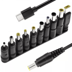 Кабель для ноутбука Type-C to DC 10-in-1 Black