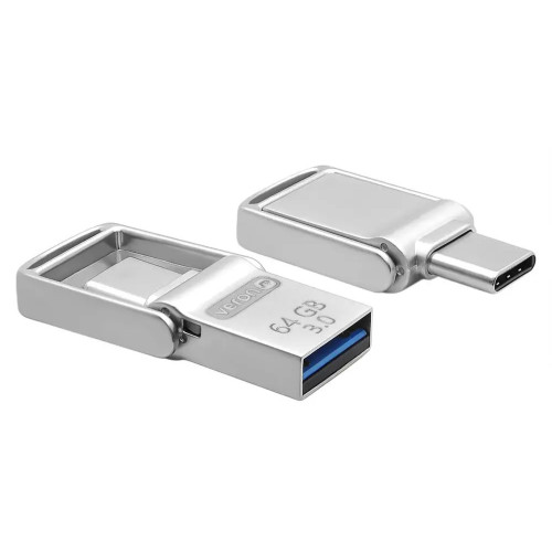 Флеш пам`ять Veron USB3.0 + Type-C 64GB Metal Series 104 Metal Gray