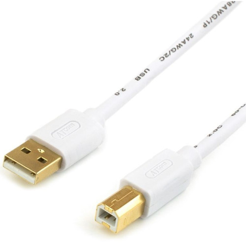 Кабель для принтера Atcom USB to Type-B (M/M) gold plated 0.8m White (14370)