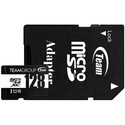 Карта памяти Team Black microSDXC 128GB UHS-I Class 10 + SD-адаптер (TUSDX128GCL10U03)