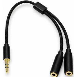 AUX разветвитель 3.5mm (M/2F) Black