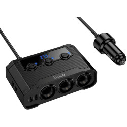 Автомобильное зарядное устройство Hoco Z64 Anshun 240W digital display 3-in-1 cigarette lighter(2C2A) car charger Black