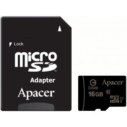 Карта пам'яті Apacer microSDHC 16GB UHS-I Class 10 + SD-адаптер (AP16GMCSH10U1-R)