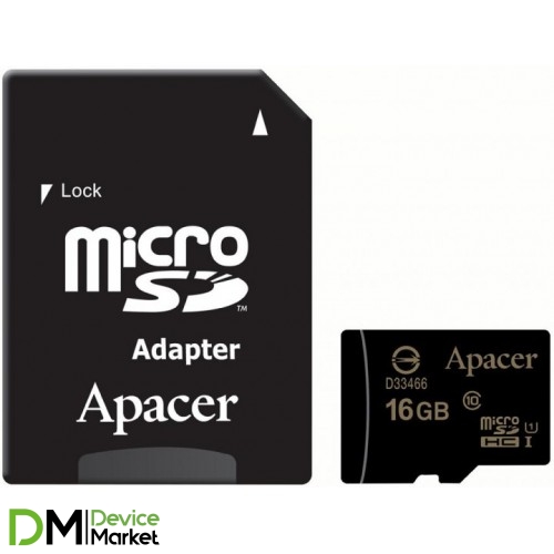 Карта памяти Apacer microSDHC 16GB UHS-I Class 10 + SD-адаптер (AP16GMCSH10U1-R)