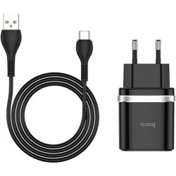 Мережевий зарядний пристрій Hoco C12Q Smart QC3.0 + cable Type-C Black