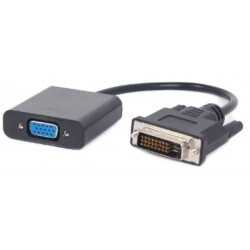 Адаптер Cablexpert DVI-D-VGA, 0.2 м, чорний (A-DVID-VGAF-01)