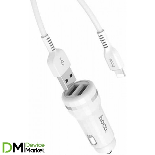 АЗУ Hoco Z27 (2USB, 2.4A) + Lighthning cable White