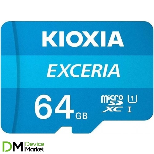 Карта памяти Kioxia Exceria microSDXC 64GB UHS-I Class 10 R100MB/s + SD-адаптер (LMEX1L064GG2)