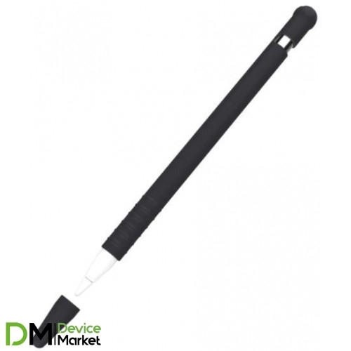 Силиконовый чехол IKSNAIL с крышкой для стилуса Apple Pencil Black