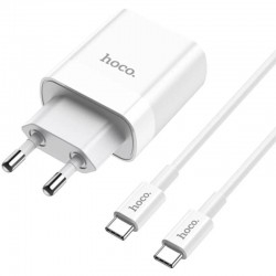 Мережевий зарядний пристрій Hoco C80A 2 USB 3.1A Type C White