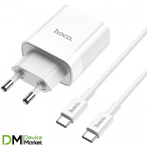 Мережевий зарядний пристрій Hoco C80A 2 USB 3.1A Type C White
